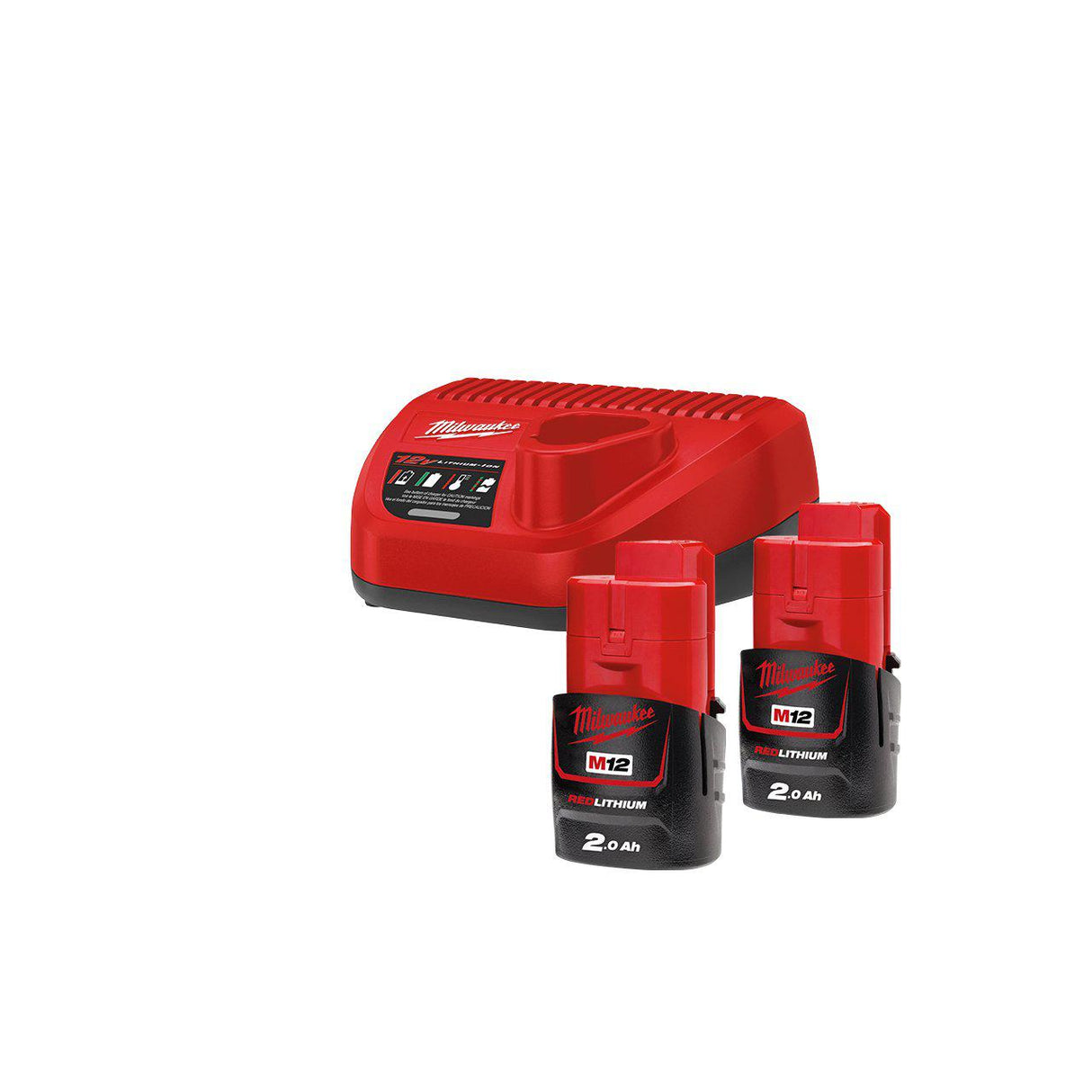 Milwaukee M12 Batterikit, 2st 2,0 Ah Batterier + Laddare