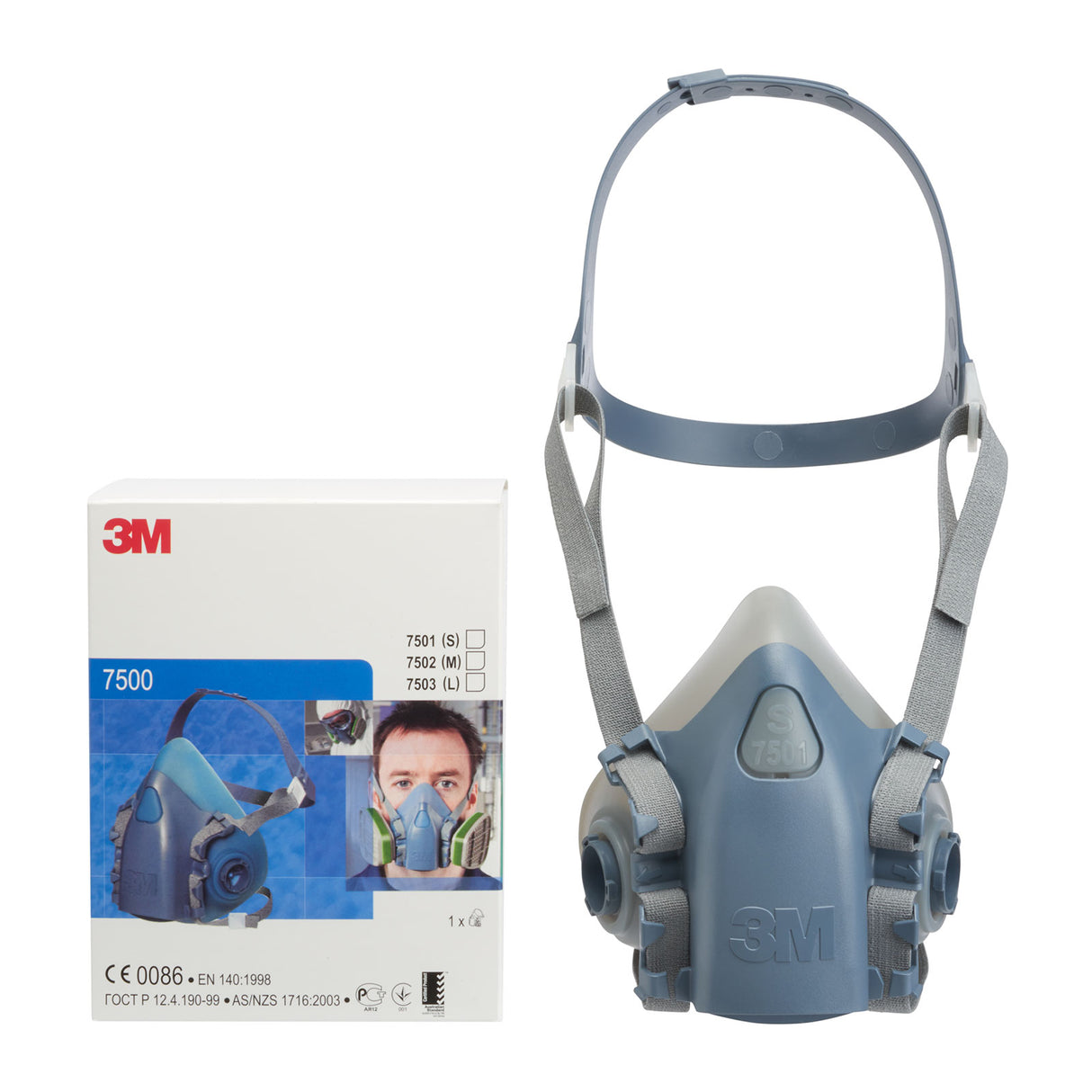 3M Halvmask 7500 – Andningsskydd i Storlek Large med Hög Komfort och Effektiv Filtrering