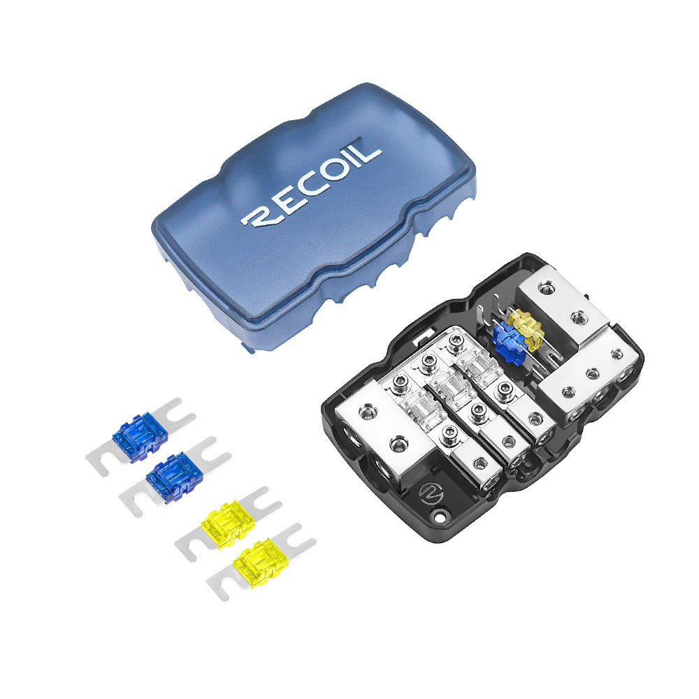 Recoil MPG3 Mini-ANL säkringshållare + jordblock 2x50mm² till 3x20mm²