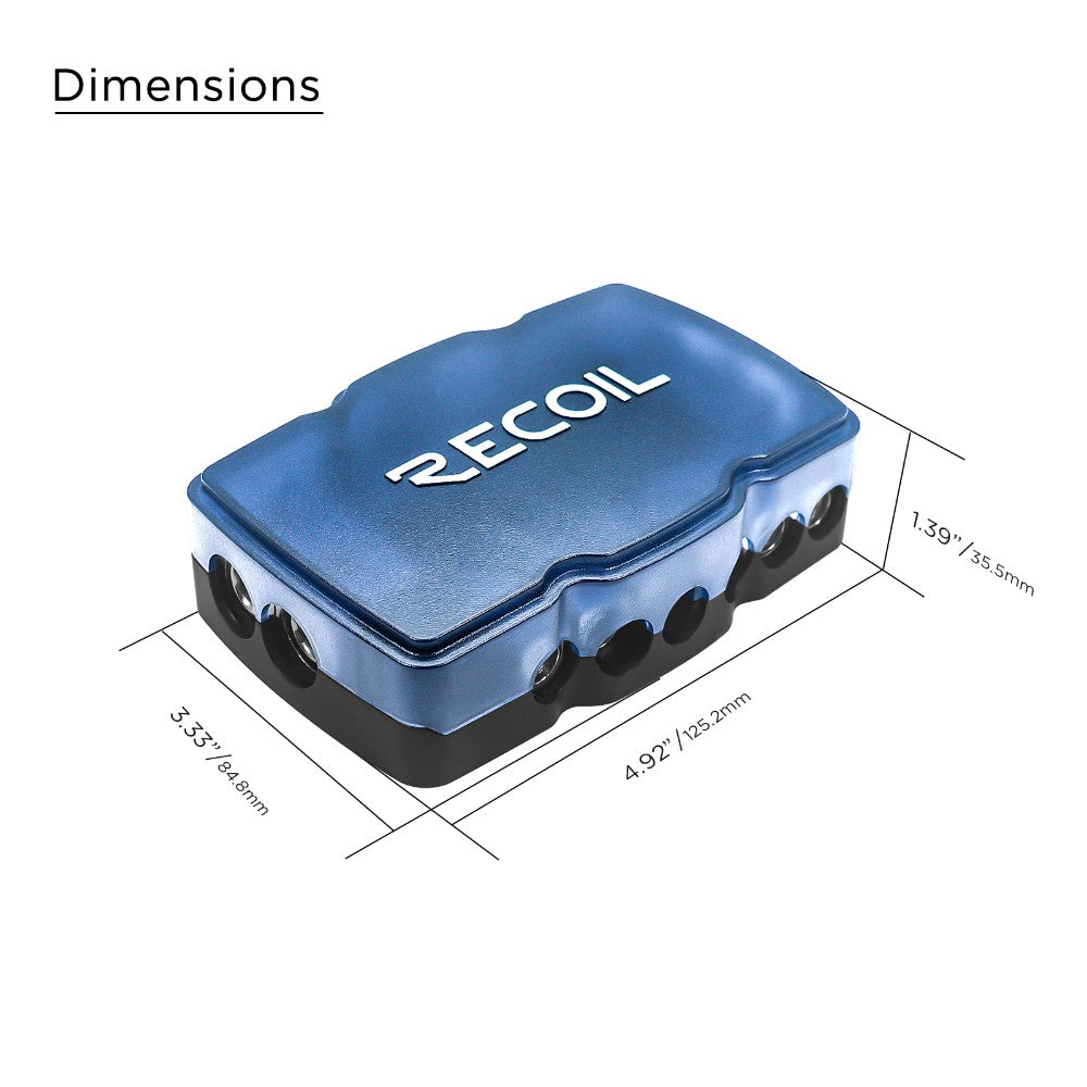 Recoil MPG3 Mini-ANL säkringshållare + jordblock 2x50mm² till 3x20mm²