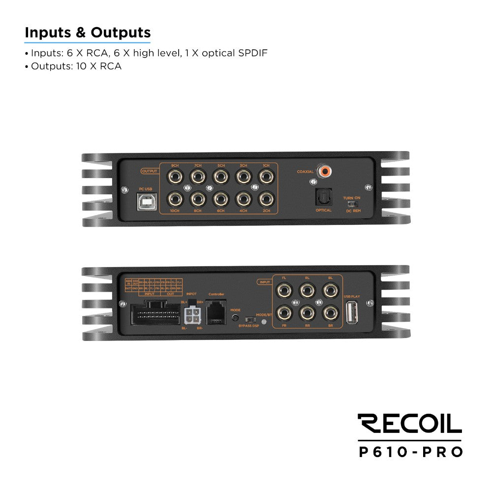 Recoil P610-PRO, DSP-slutsteg med 10 kanaler