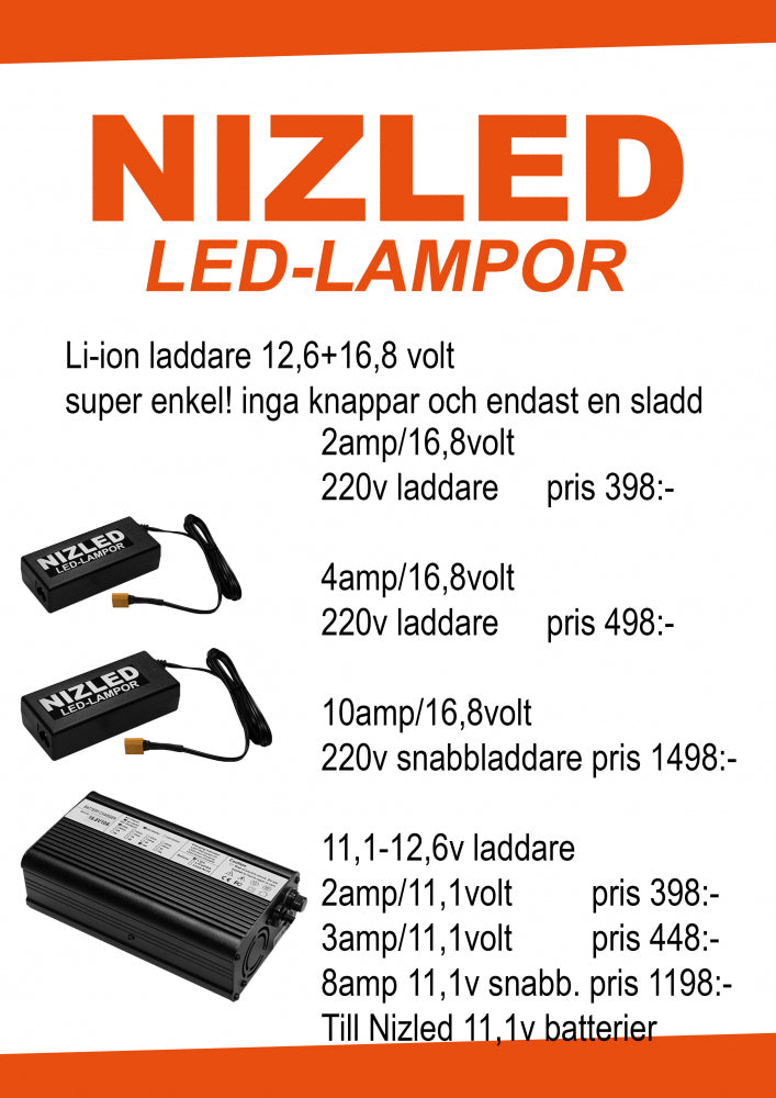 NIZLED LED-hjälmkit elit med 3x40w utan fläkt kallvit gen3, 3XE40 (120w med 10% mer ljus) utan batteri