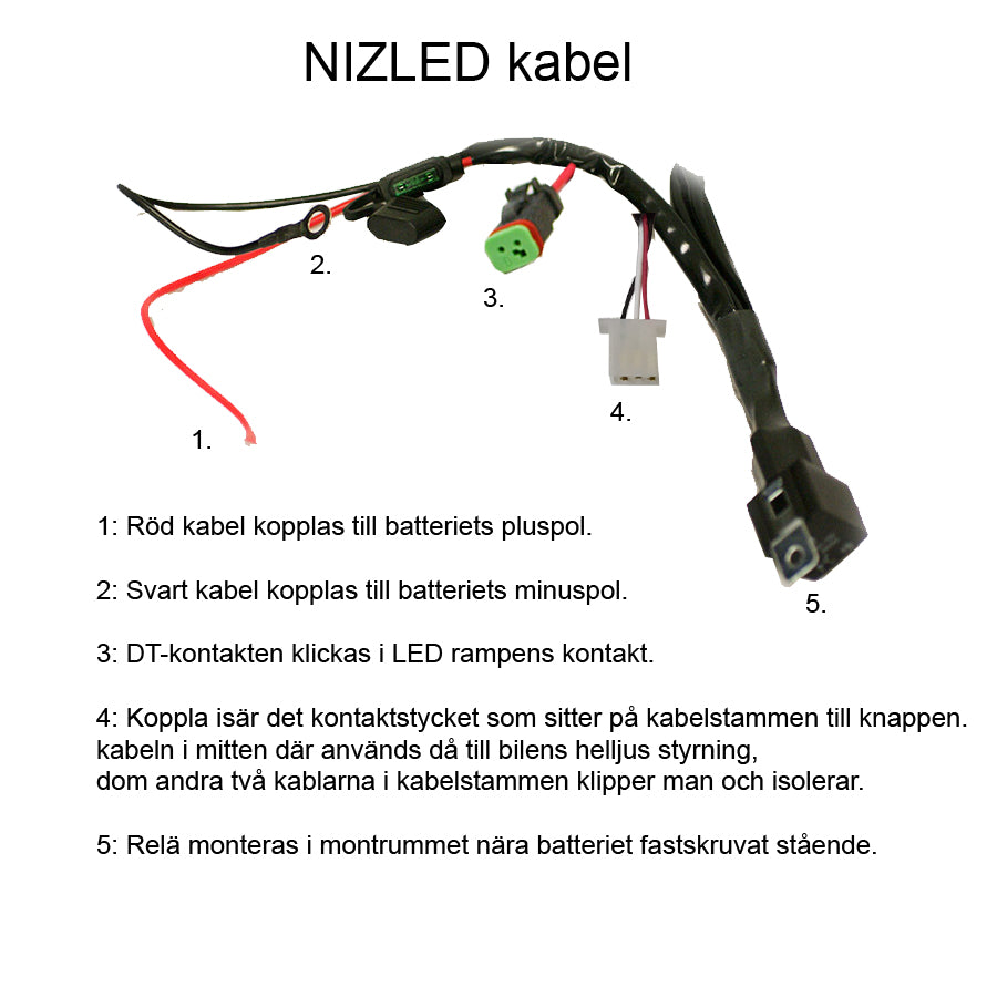 NIZLED 12V Kabelstam till extraljus, 3x DT-kontakt, 420W max
