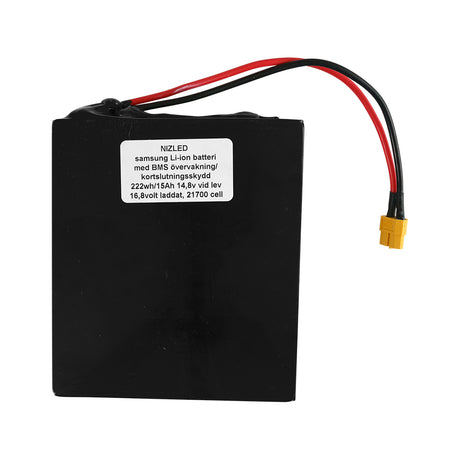 Li-ion batteri 16,8volt 15Ah 21700 celler med BMS till E40, lyser 2 h med trippelkitt