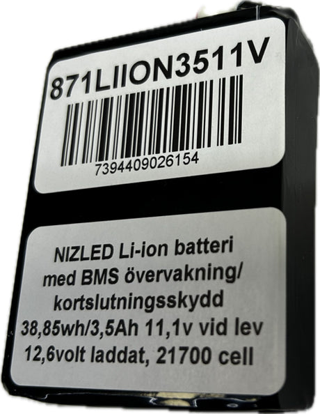 Li-ion batteri 12,6v (11,1) volt 3,5Ah med BMS, (batteri till E30 (E30F) lampan)