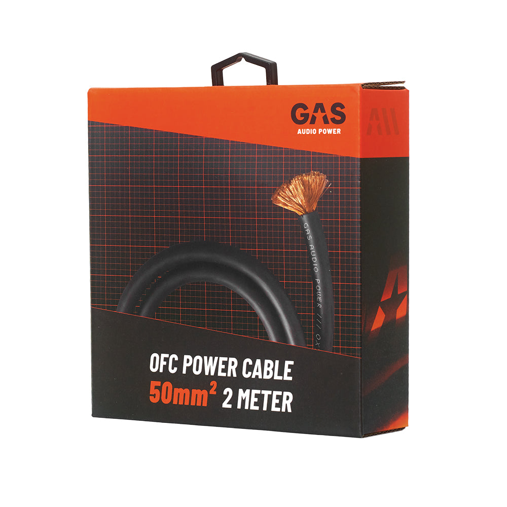 GAS MAX svart 50mm² OFC-strömkabel, 2 meter