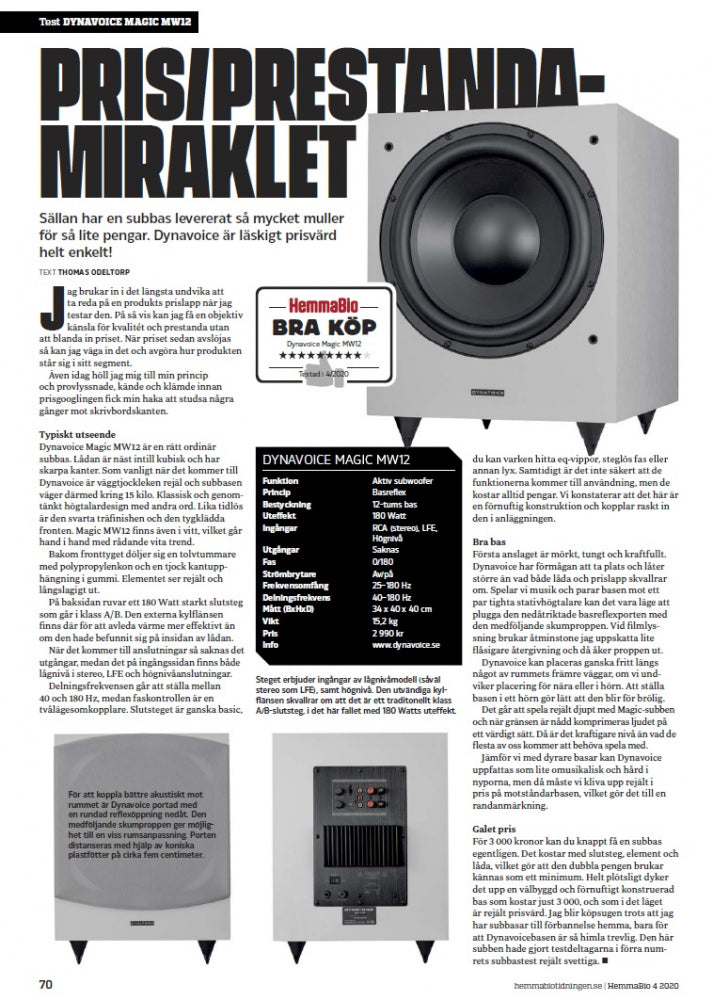 Dynavoice Magic MW12 subwoofer, vit