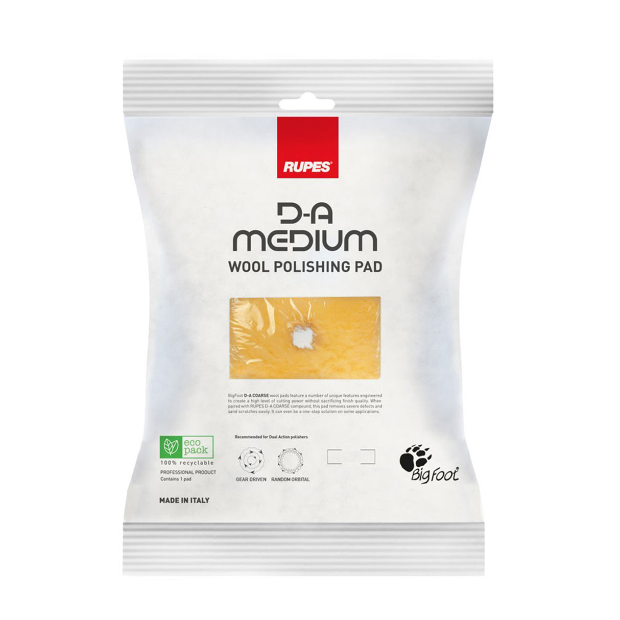 Rupes Ulltrissa D-A Medium Wool 130 mm – Gul