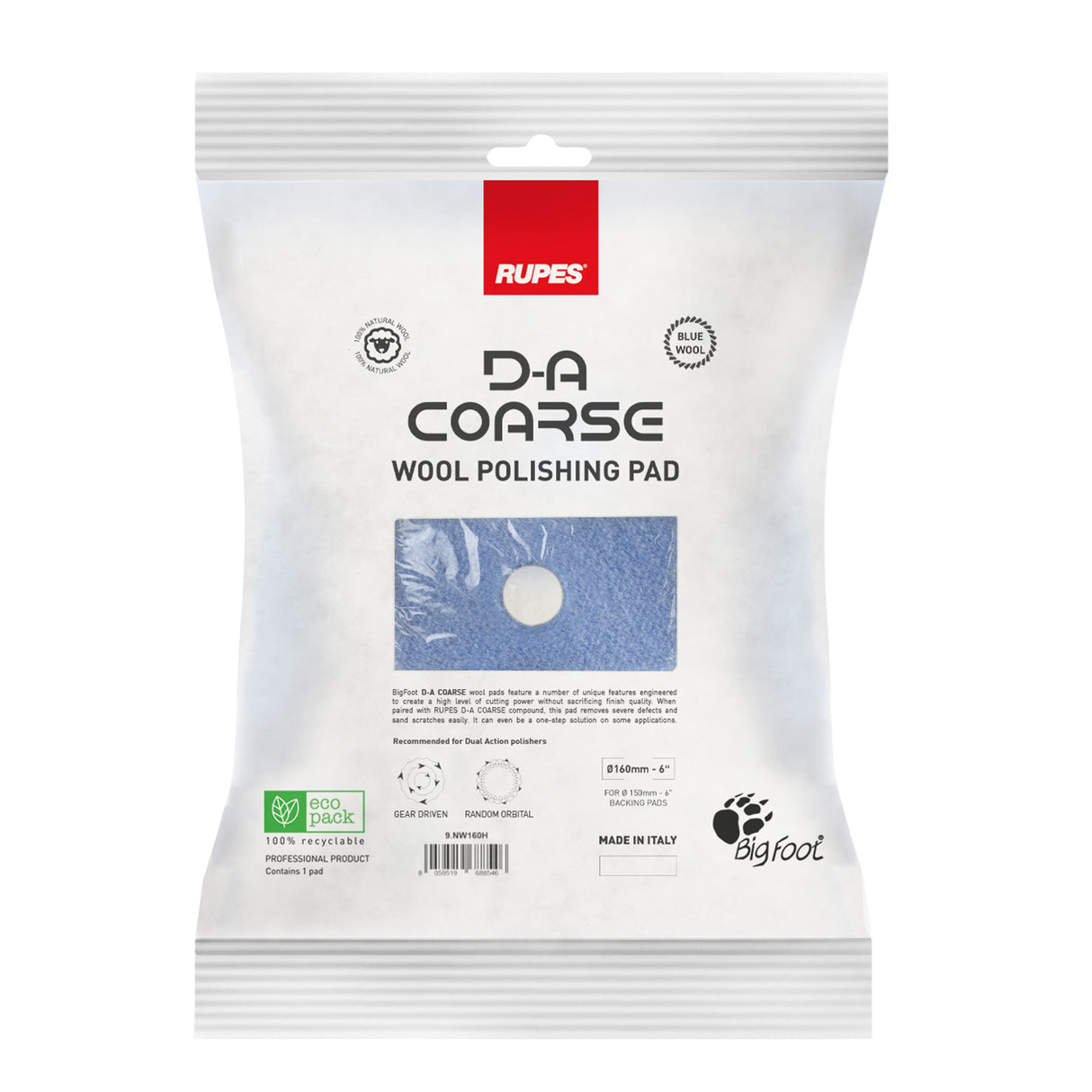 Rupes Ulltrissa D-A Coarse Wool 160 mm – Blå