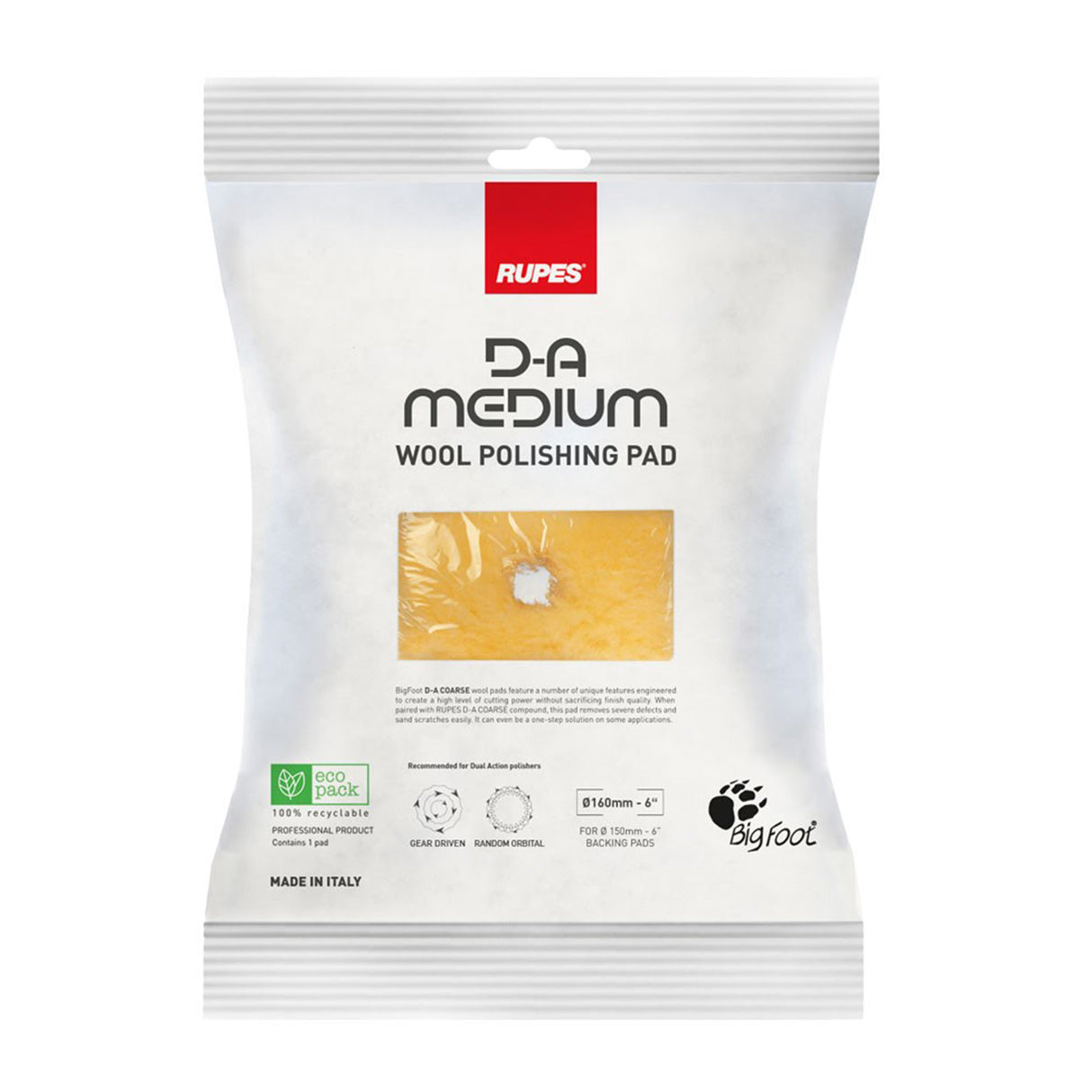 Rupes Ulltrissa D-A Medium Wool 160 mm – Gul