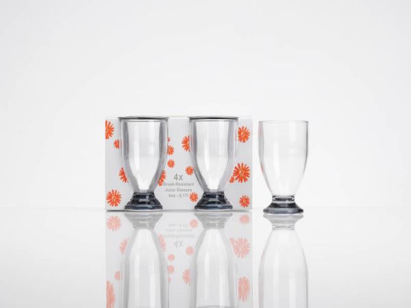 Flamefield Juiceglas 17 cl – Smoke Grå, 4-pack i tåligt akryl