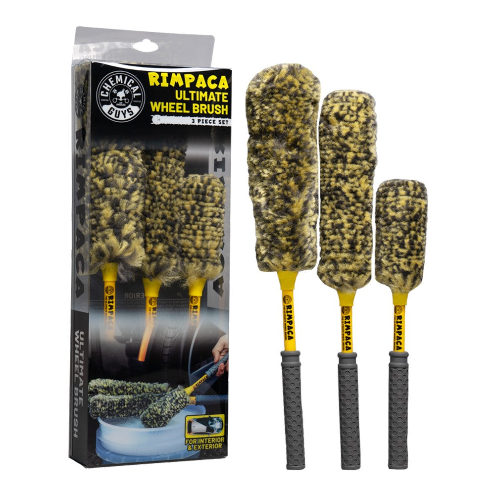 Chemical Guys Rimpaca Ultimate Wheel Brush Set 3-DELAR - Ultrafluffiga, skonsamma och mångsidiga rengöringsborstar
