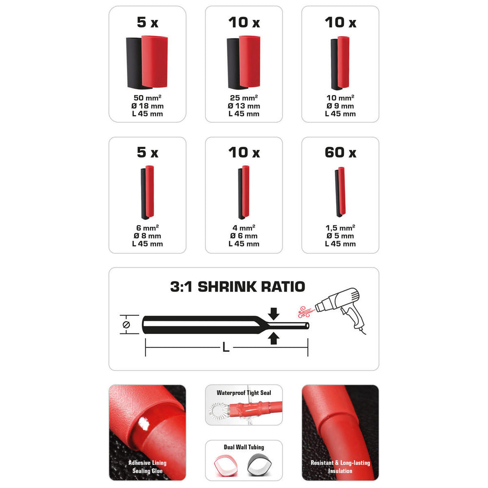ESX DST200 – Krympslang med lim 1,5–50 mm² 200-pack