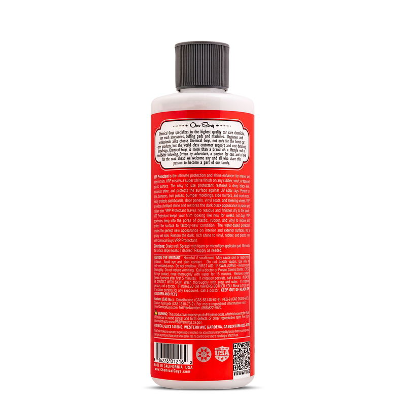 Chemical Guys VRP Dressing, 473 ml – Skydd och glans för vinyl, gummi och plast