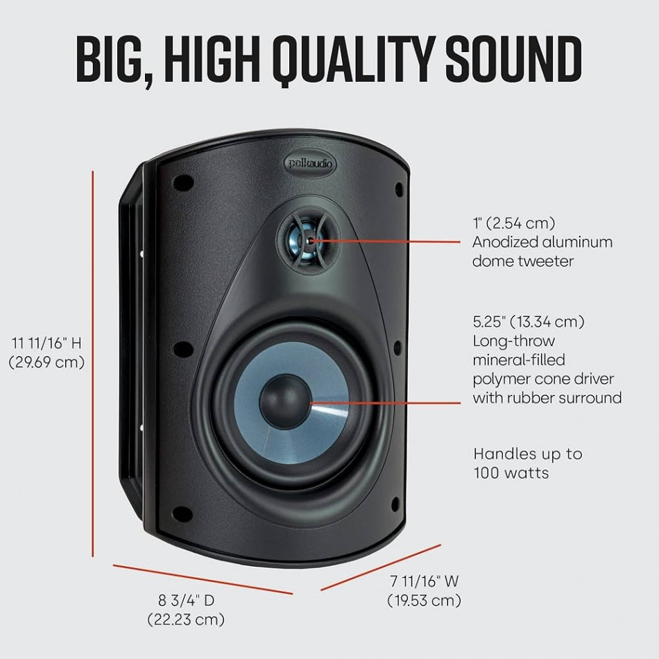Dynavoice CA802BT & Polk Audio Atrium 6 Svarta Utomhushögtalare Stereopaket