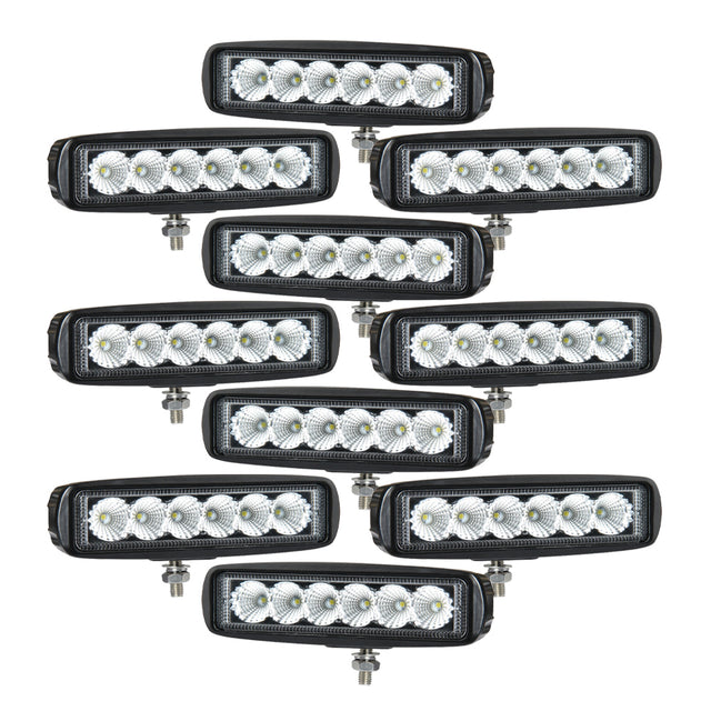 10-pack NIZLED B18RF, 15.8 cm back-/arbetsljus, 18W, arbetsljuspaket