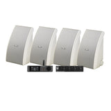4-pack Yamaha NS-AW592 i vitt med Dynavoice CA802BT och SC4B, utomhuspaket