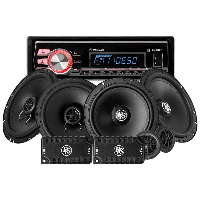 Bass Habit DMR10BT bilstereopaket med DLS fram- och bakhögtalare