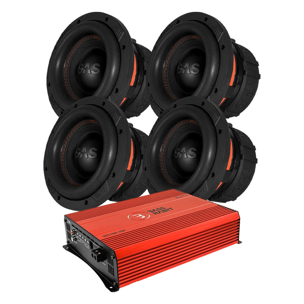 4-pack GAS MAX S1-8D1 & Bass Habit SPL ELITE 5100.1DF, baspaket