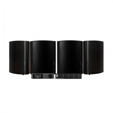 Dynavoice CA802BT med SC4B & 2 par DLS MB5i utomhushögtalare, svart