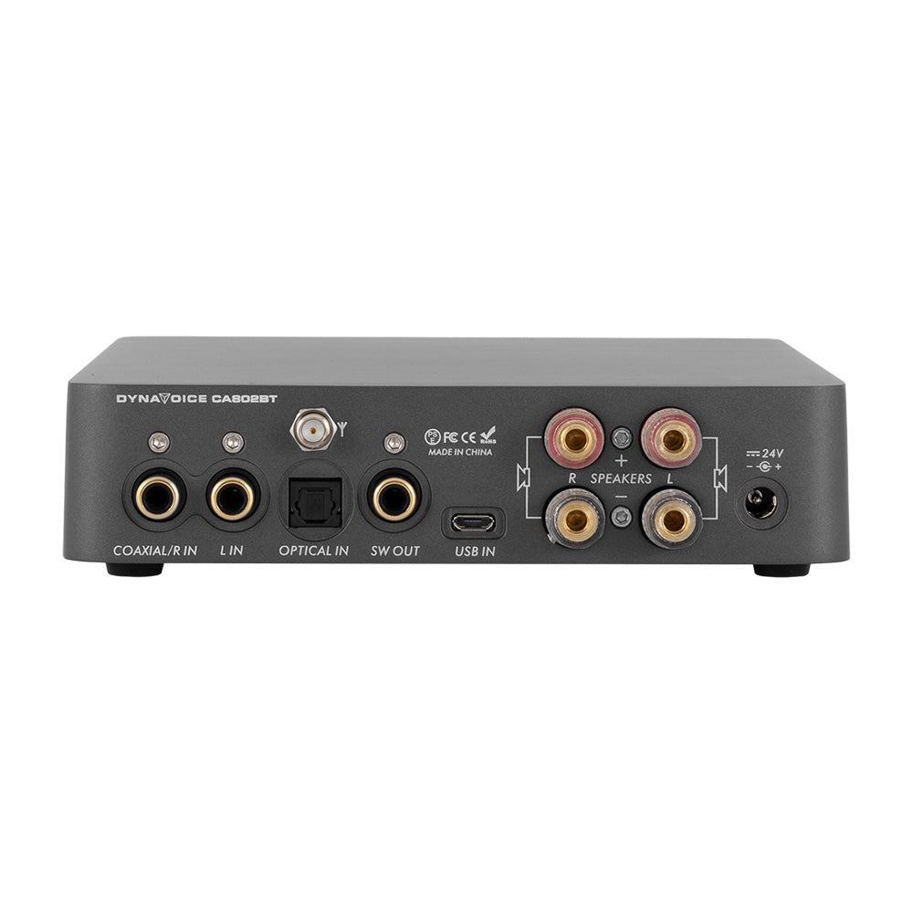 Dynavoice CA802BT med SC4B & 2 par DLS MB5i utomhushögtalare, vit