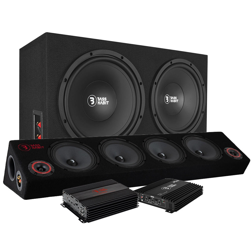 Bass Habit raggarpaket med 8" raggarplanka, baslåda med RA2000W