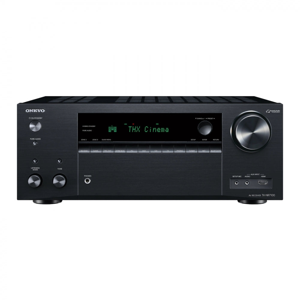 Onkyo TX-NR7100 med Dynavoice Challenger M-105 5.0 hemmabiopaket, svart
