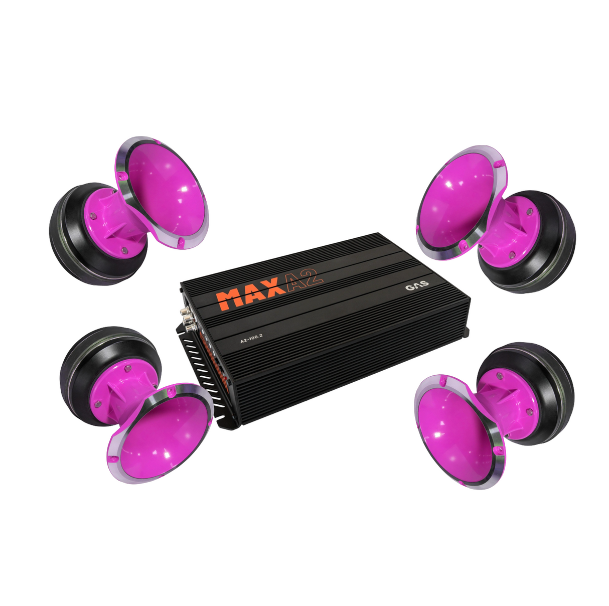 GAS MAX A2-150.4 + 4× Loud as Hell Inferno 3″ 8 Ω