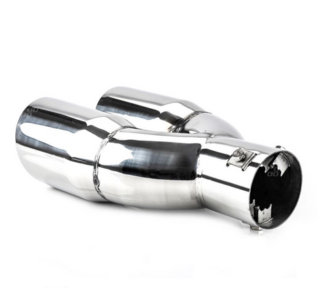 Slutrör - rostfritt stål, dubbelt utlopp, MT 022, krom