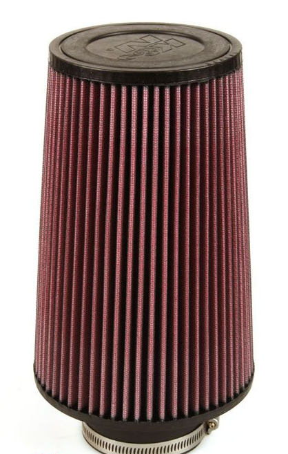 KN koniskt universal sportluftfilter, fläns centrerad diameter 76MM / diameter topp 121MM / diameter bas 152MM höjd 228MM, max. 370HK