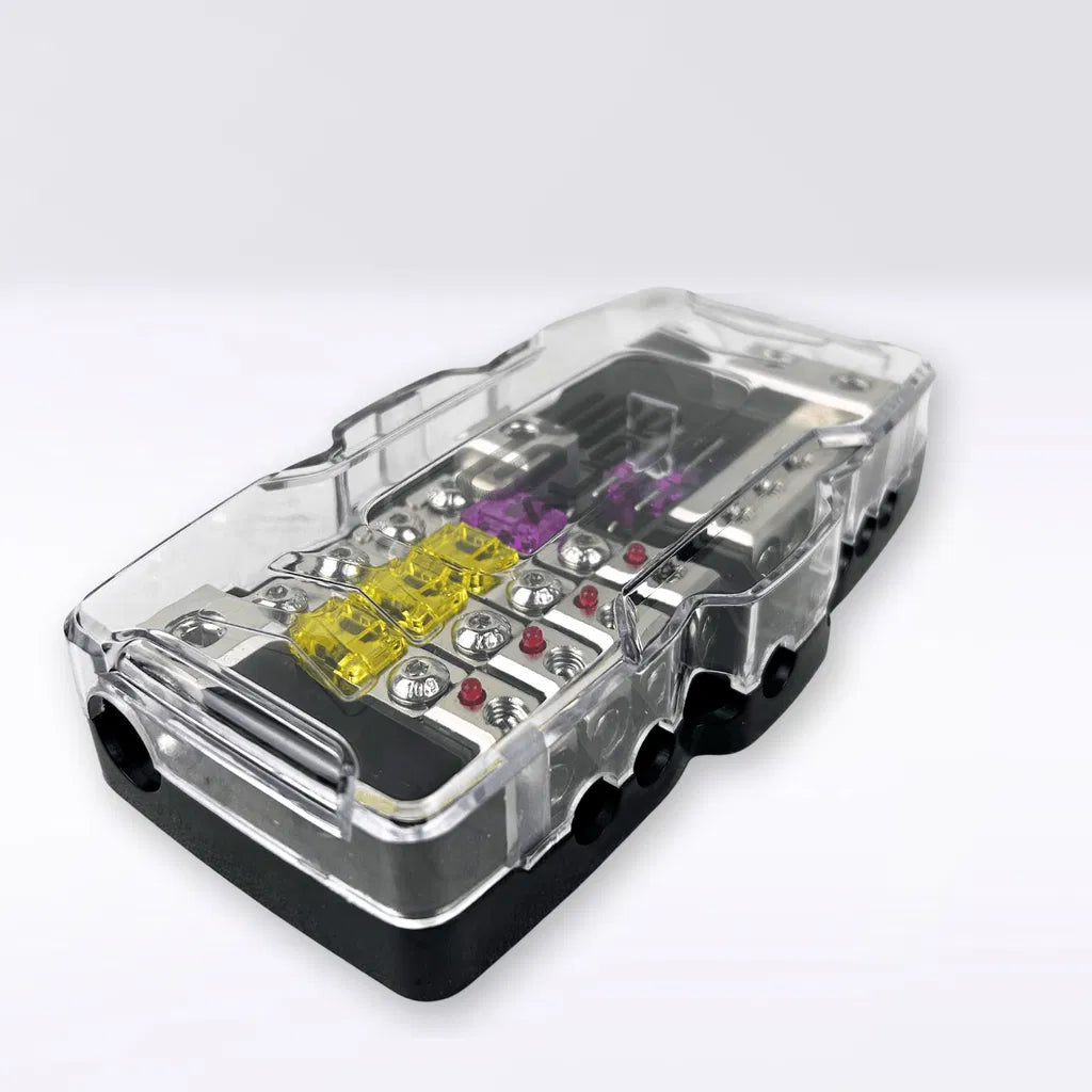 GS Audio AFS Fuse Holder 4-Way IN:2x50 OUT:4x25 + negatives