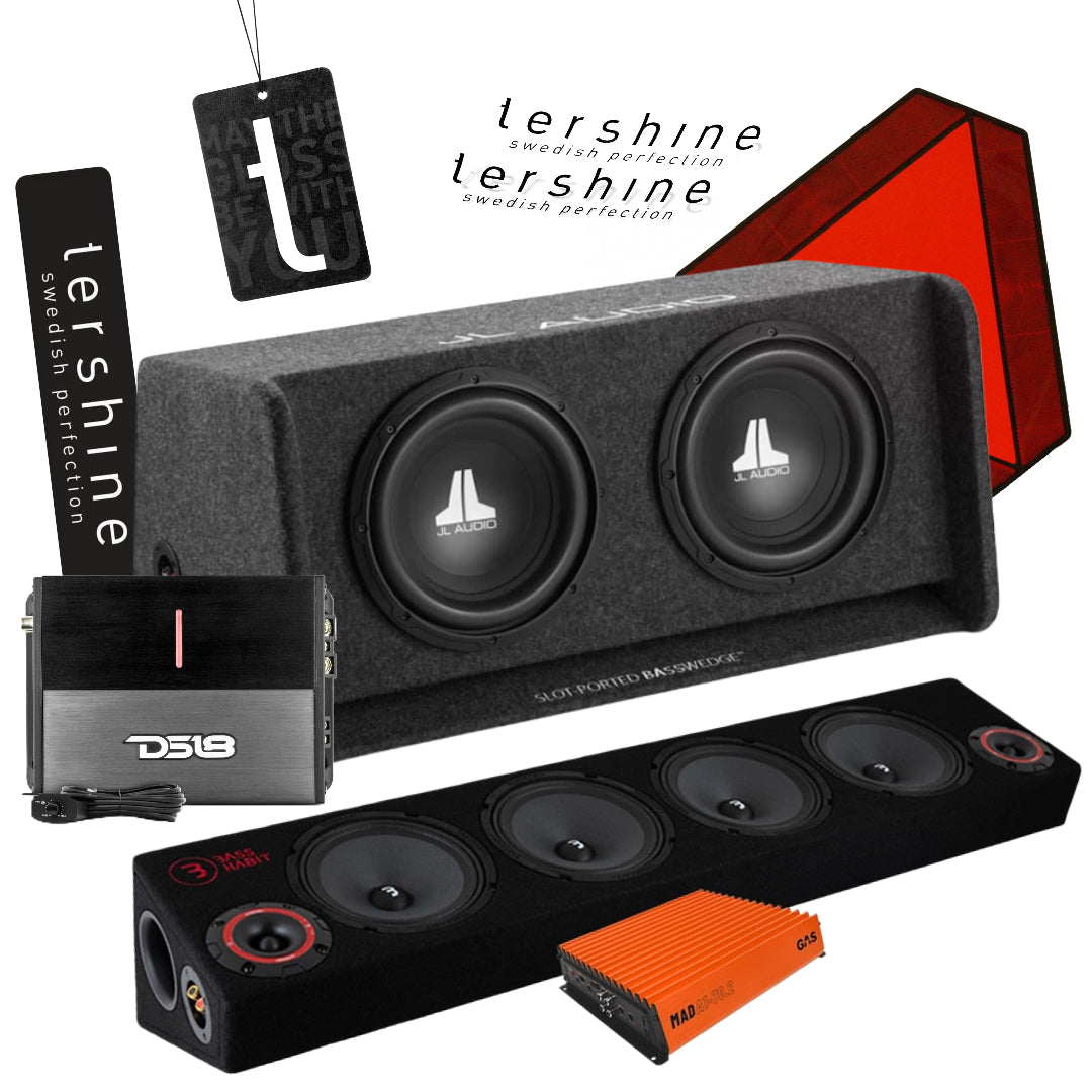 JL Audio CP210-W0v3 A-traktor paket med Tershine tillbehör, Galet raggarkit