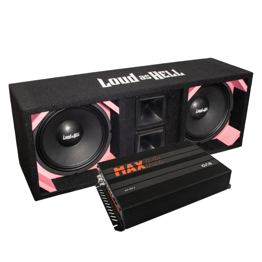 2×10" Chaos Pro Pink Edition Midbaspaket med GAS MAX A2-100.2 – Kraftfullt Pro-ljud & Showdesign
