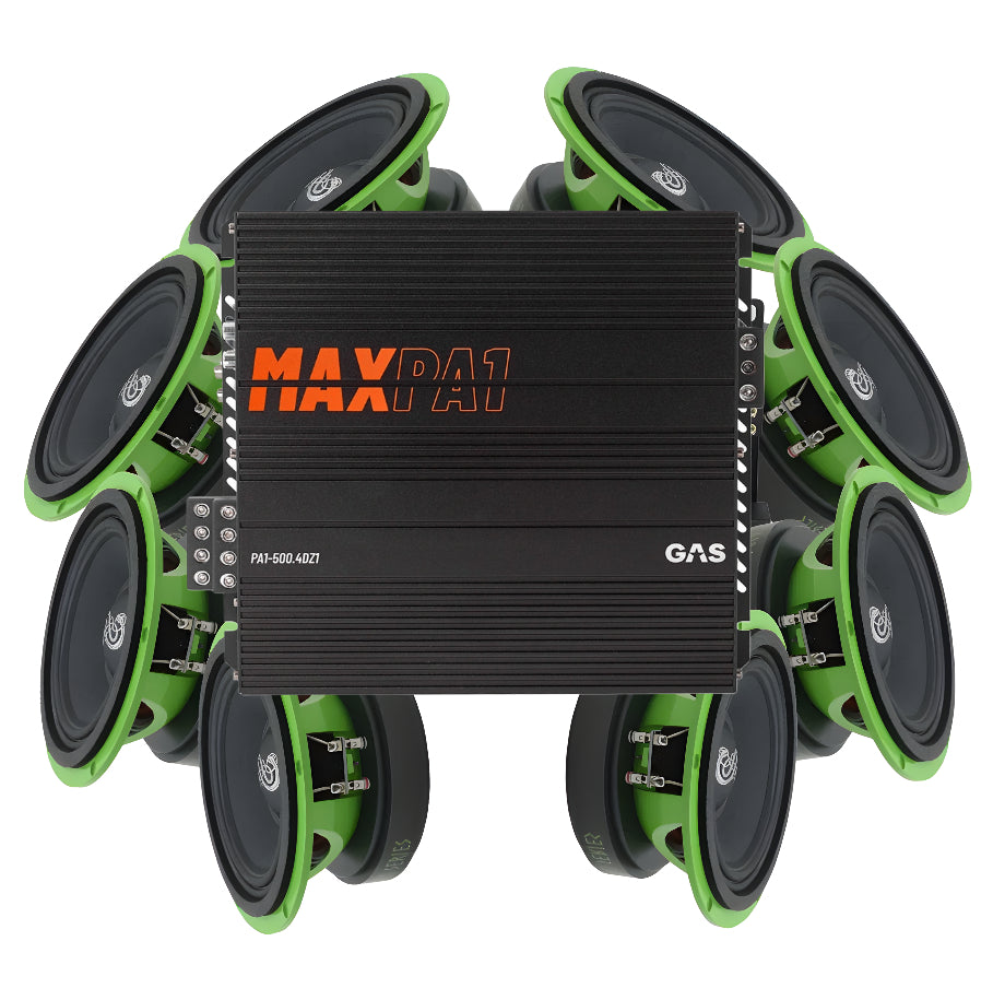 8-Pack Ragnarök L-160 med GAS MAX PA1-500.4DZ1 steg, Brutalt kit