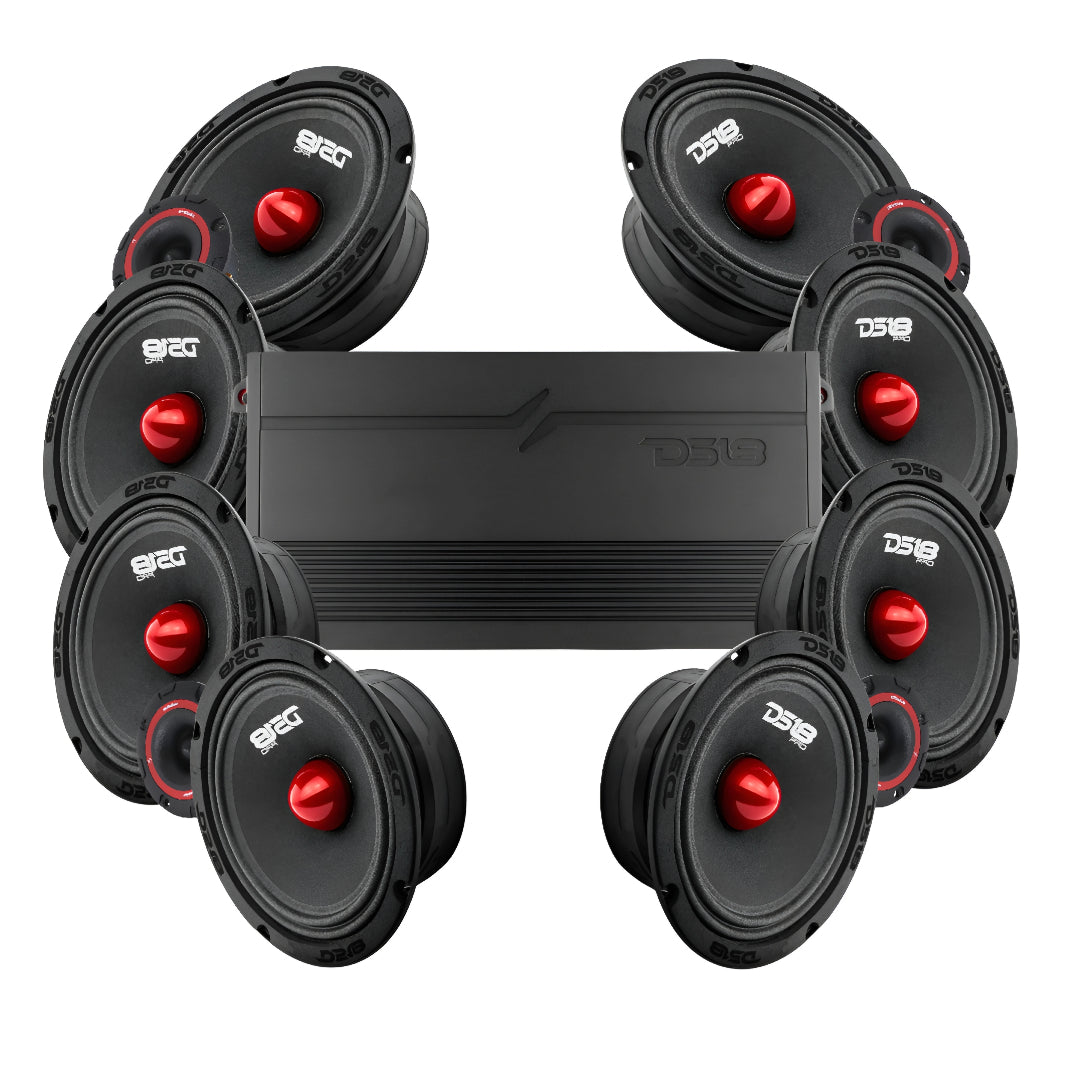 DS18 PRO-GM6.4B 8x6.5" Amp kit, Maxat raggarpaket