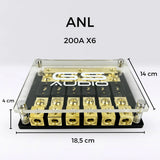 GS Audio ANL fuse holder IN:3x70 OUT:6x70 | Positive/Negative 6-Way