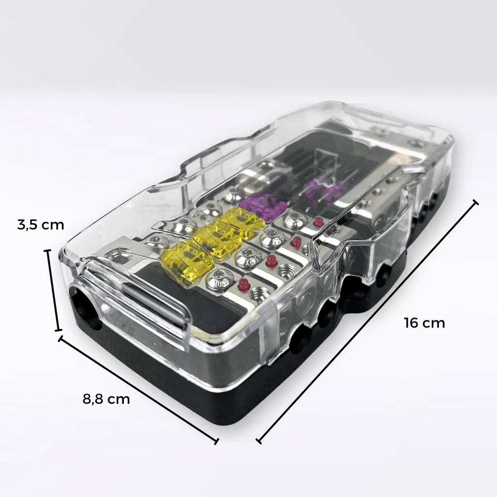 GS Audio AFS Fuse Holder 4-Way IN:2x50 OUT:4x25 + negatives
