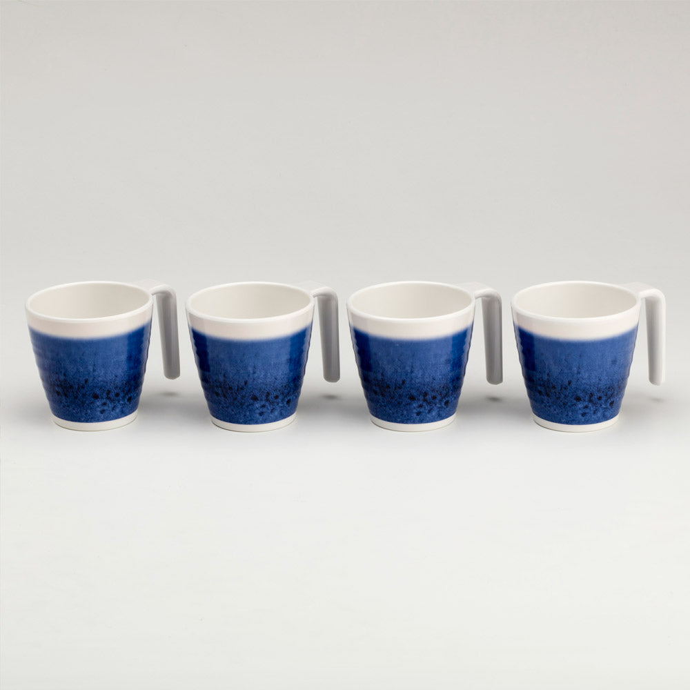 Flamefield Azure Melaminmuggset – 4-pack Blå | Perfekt för Camping & Uteliv