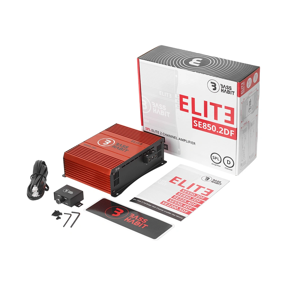 Bass Habit SPL ELITE 850.2DF, strömstarkt tvåkanaligt slutsteg