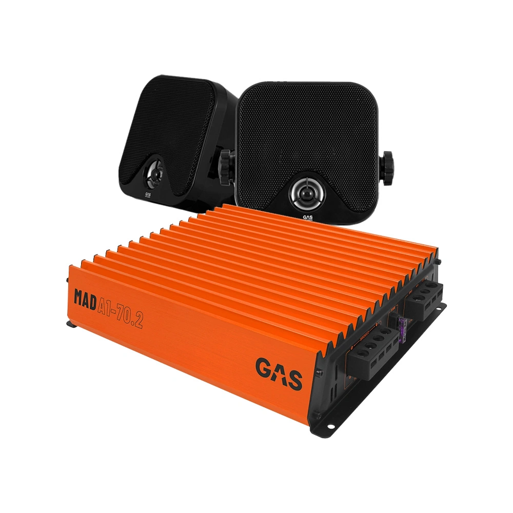 GAS MAD BK1-44 lådhögtalare & MAD A1-70.2, hatthyllepaket