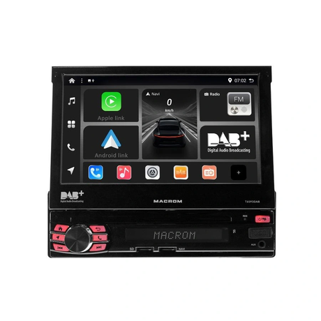 Macrom T6593DAB bilstereo med motoriserad skärm, Android 13 & mer
