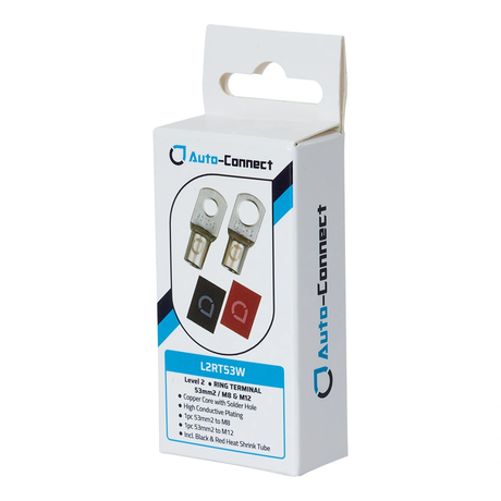 Auto-Connect röd och svart rörkabelsko M8/M12, 53 mm²