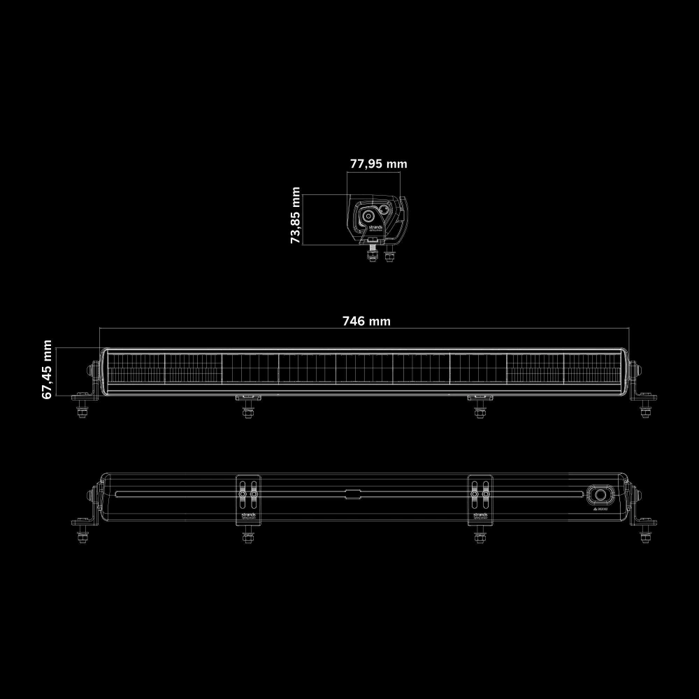 Strands Skylord LED Bar 30", vit och amber positionsljus, inbyggt relä
