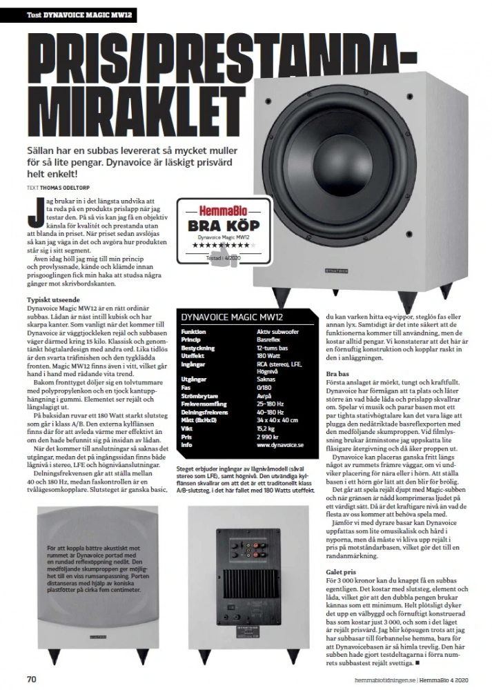 Dynavoice Magic MW12 subwoofer, svart