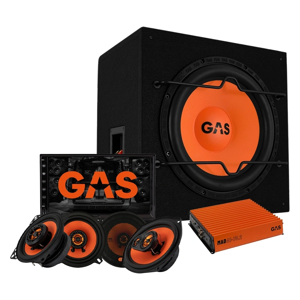 GAS MAD B1-112 med slutsteg, bilstereo och MAD X1-högtalare, helhetspaket