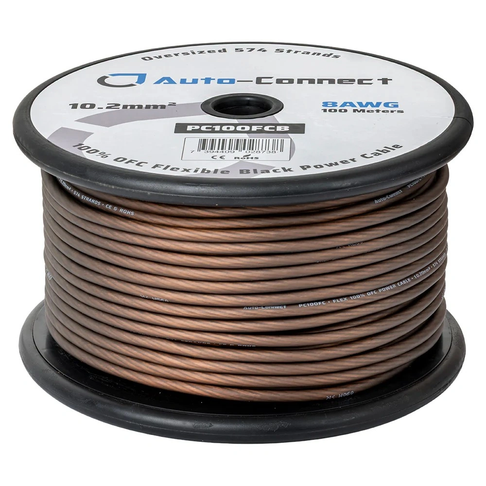 Auto-Connect svart strömkabel OFC 10.2mm², metervara