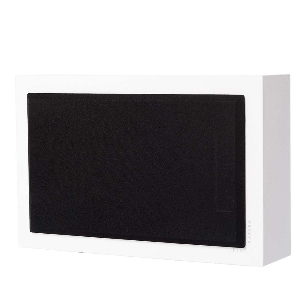2-pack DLS Flatsub 8.2 vägghängningsbar aktiv subwoofer, mattvit