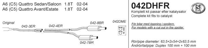 Avgassystem Audi A6 4B 01-04 1,8T Quattro