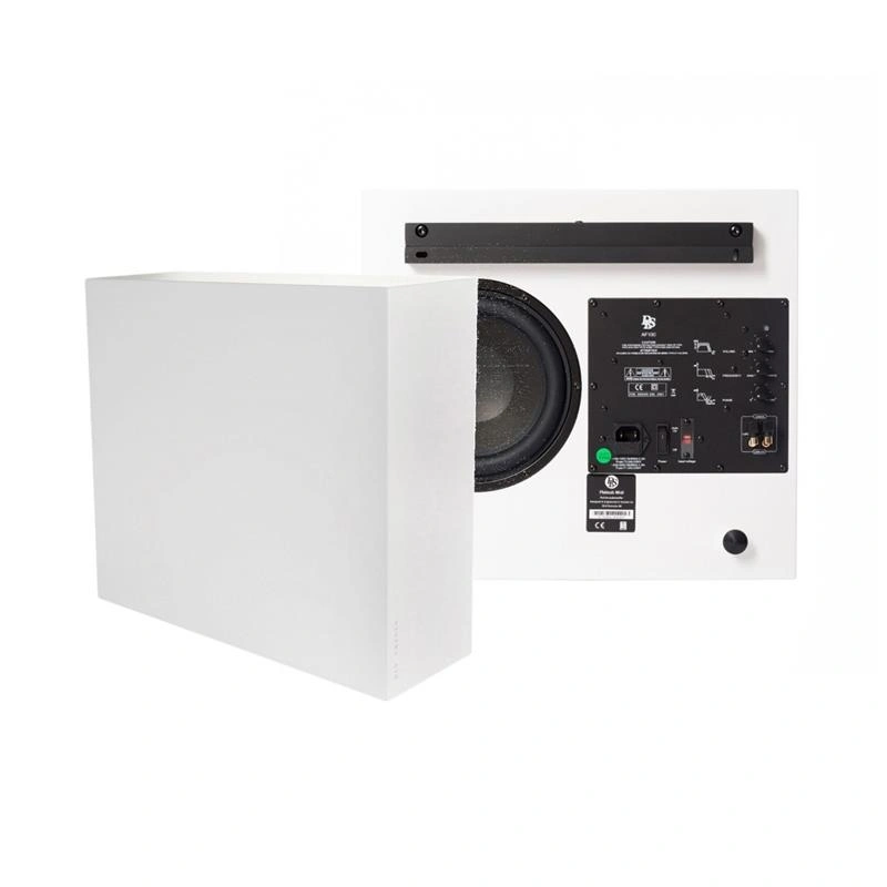 2-pack DLS Flatsub Midi vägghängningsbar aktiv subwoofer, mattvit