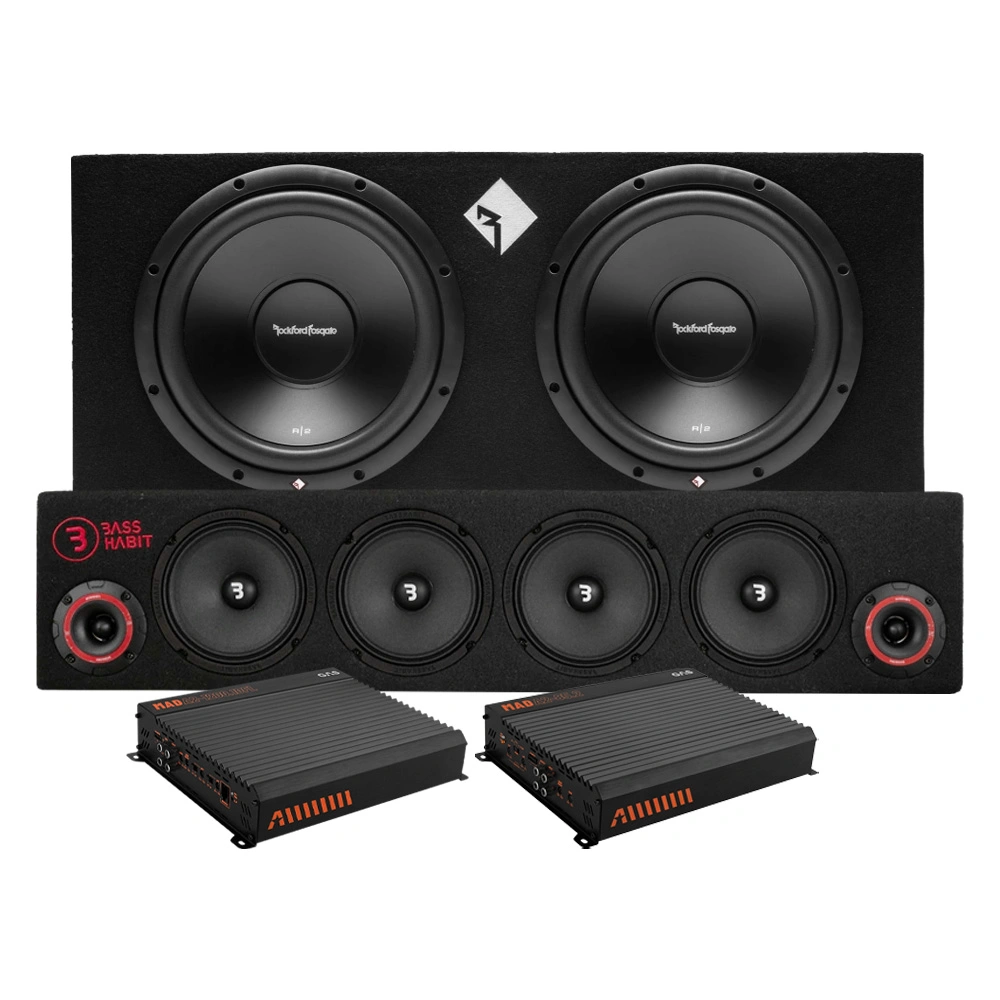 Rockford Fosgate R2-2X12  A-traktor paket med Tershine tillbehör, Kaxigt raggarkit
